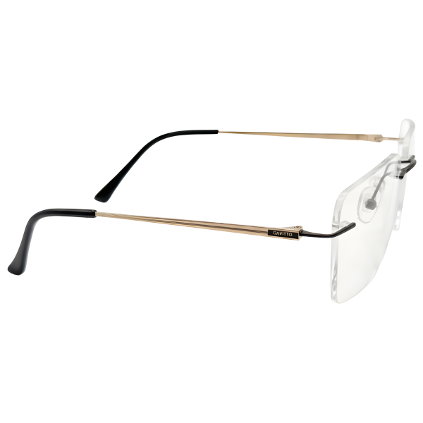 Gold Zenith Rimless Rectangular Eyeglass Frame with Black Bridge Front View