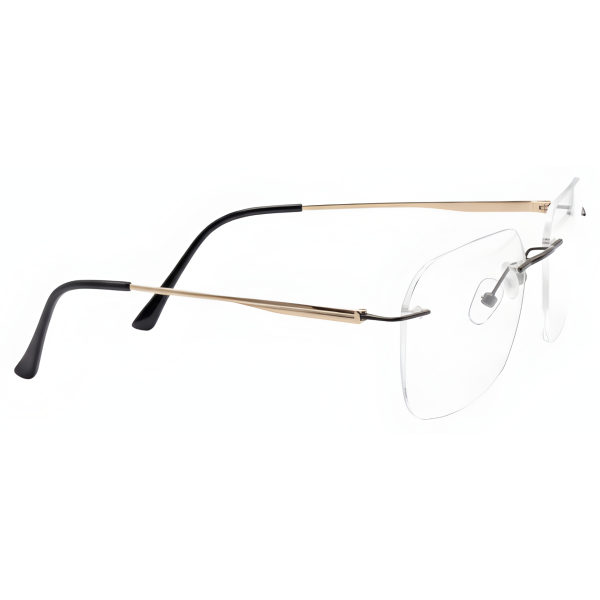 Gold Infinity Rimless Oversized Square Eyeglass Frame with Black Bridge Front View