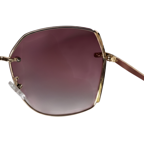 Aura Gold Rimless Oversized Square Sunglasses with Purple Gradient UV400 Lenses