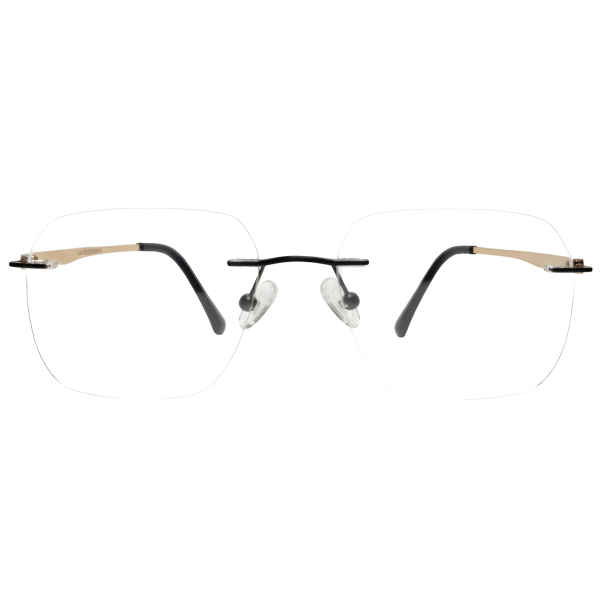 Gold Infinity Rimless Oversized Square Eyeglass Frame with Black Bridge Front View