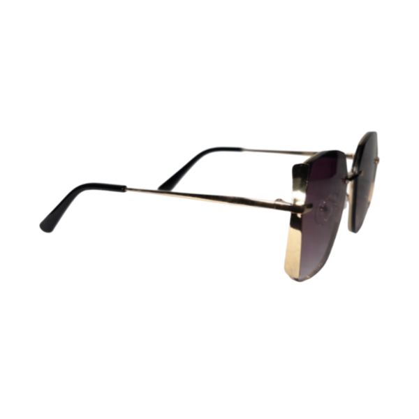 Aura Gold Rimless Oversized Square Sunglasses with Purple Gradient UV400 Lenses