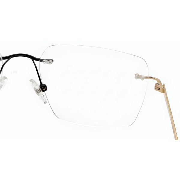 Gold Zenith Rimless Rectangular Eyeglass Frame with Black Bridge Front View