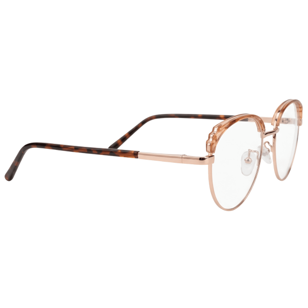 Titan-Flex nylon round eyeglasses with transparent brown frame and metal bridge - Nations Optics