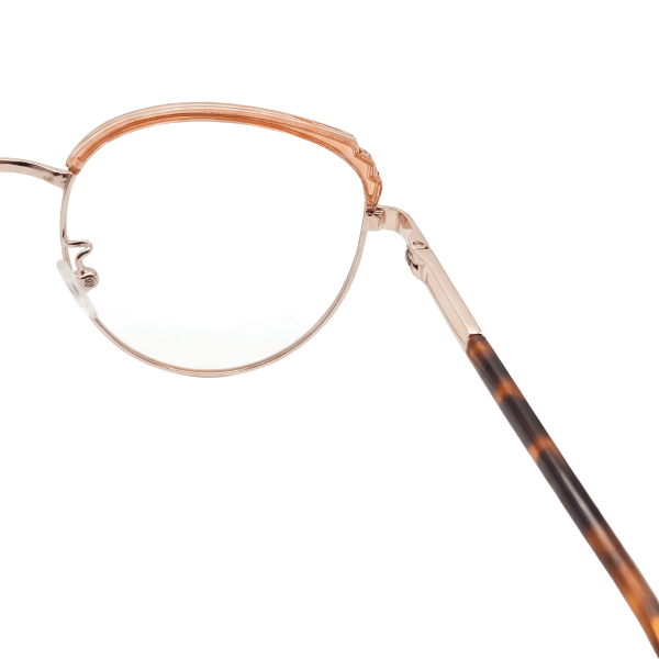 Titan-Flex nylon round eyeglasses with transparent brown frame and metal bridge - Nations Optics