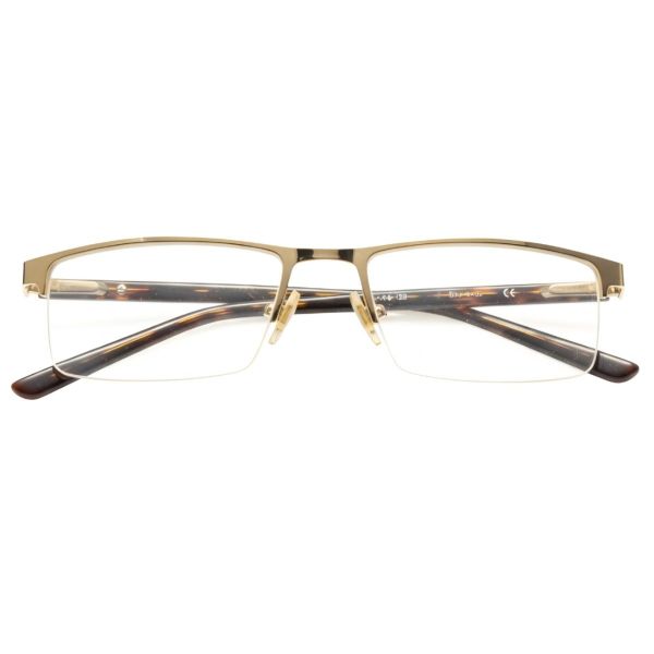 gold semi rimless rectangular eyeglasses frame