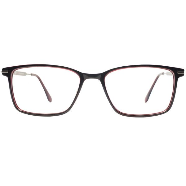 black red dual tone rectangular full rim eyeglasses