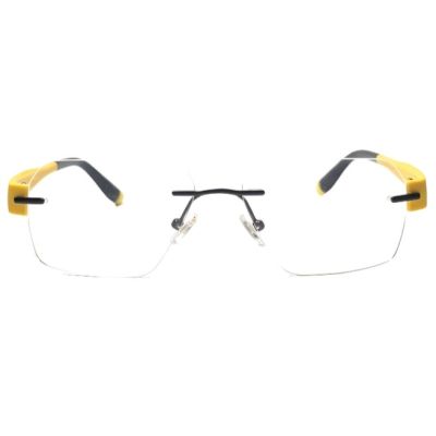 NationsOptics Yellow Accented Rimless Rectangular Frames