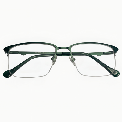 VIN Forest Green Semi-Rimless Rectangular Eyeglasses