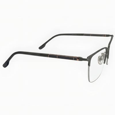 Graphite Grey & Gold Semi-Rimless Rectangular Eyeglasses