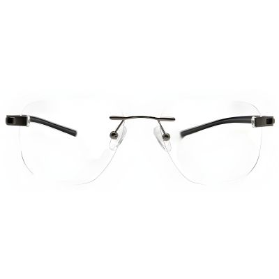 Metal Rimless Rectangular Eyeglass Frame – Minimalist Design