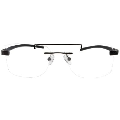 Matte Metal Rimless Square Eyeglass Frame – Grip Temple Tips