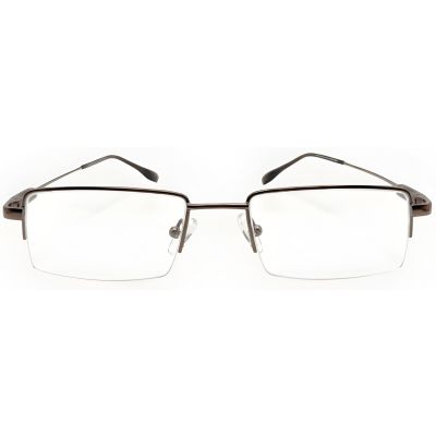 Bronze Edge Semi Rimless Rectangular Metal Eyeglass Frame