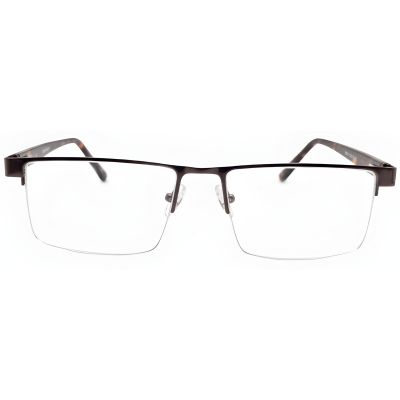 Walnut Fusion Semi Rimless Rectangular Eyeglass Frame