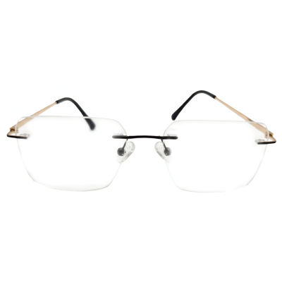 Gold Zenith Rimless Rectangular Eyeglass Frame – Black Bridge