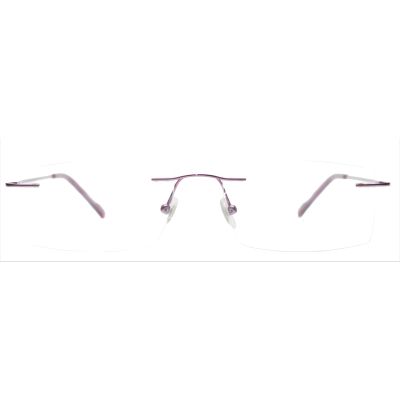 Ultra-Fine Metallic Pink Rimless Rectangular Frames