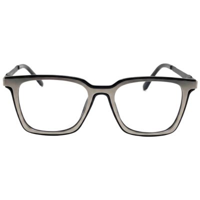 Metal Grey Full-Rim Square Eyeglasses – Premium Metal & Acetate Optical Frame
