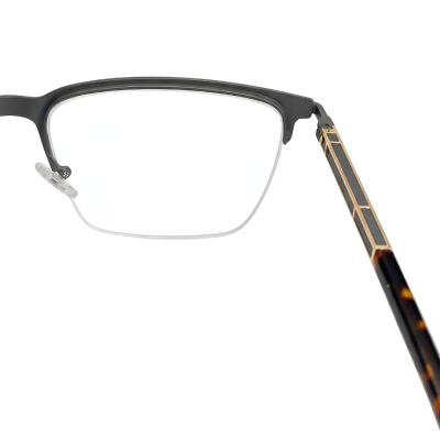 Graphite Grey & Gold Semi-Rimless Rectangular Eyeglasses