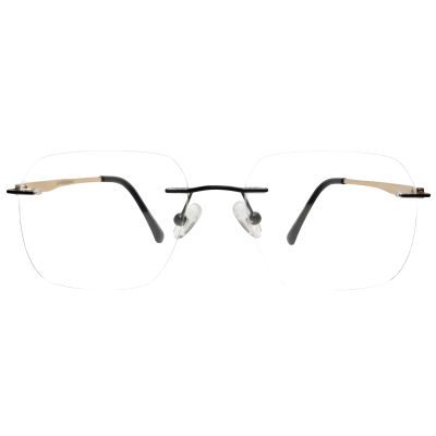 Gold Infinity Rimless Oversized Square Eyeglass Frame – Black Bridge