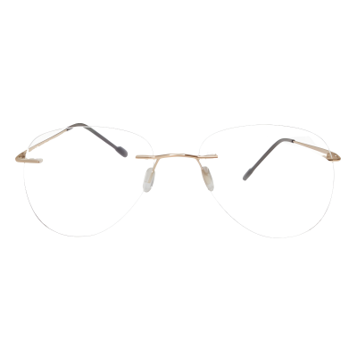 Sterling Vale Aurelia Rimless Aviator Eyeglasses — Gold