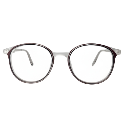 Aldridge Round Eyeglasses — Burgundy Grey