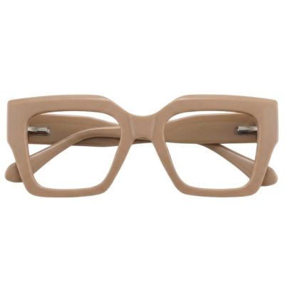 Avant-Garde Beige Chunky Geometric Acetate Frames