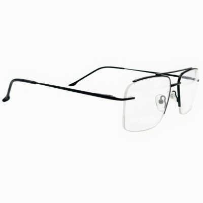 Black Titanium Half-Rim Aviator Prescription Frames