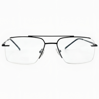 Black Titanium Half-Rim Aviator Prescription Frames