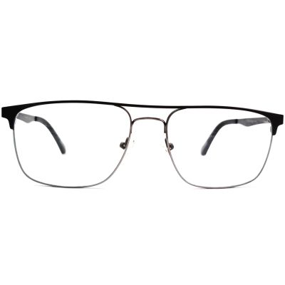 Slim Metallic Grey-Black Full Rim Unisex Eyewear Frame – Square, Lightweight (13.6g)
