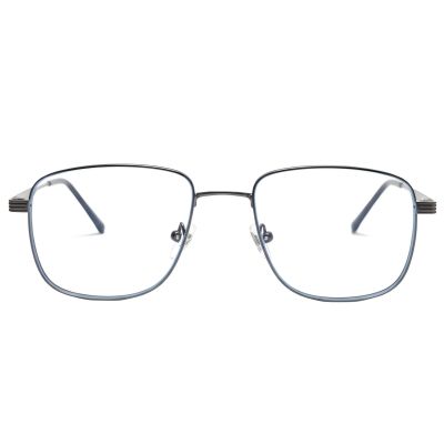 Blue Stainless Steel Modified Rectangular Eyeglass Frame