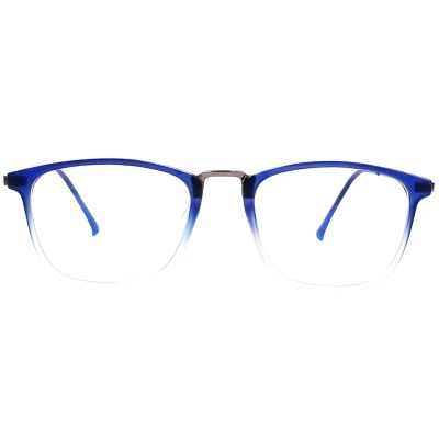 Blue & White Oval Eyewear with Metallic Side Shields