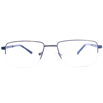 Brown Slim Half-Rim Metal Eyeframe – Lightweight Specs for Men & Women