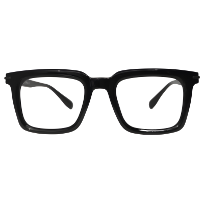 Bold Square Full Rim Acetate Eyeglasses with Metal Pin Accents for Men – Black