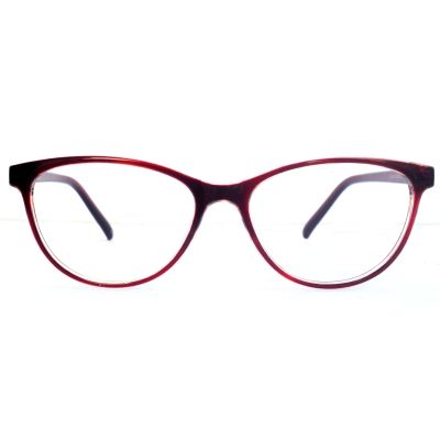 Maroon-Red & White Transparent Cat Eye Full Rim Sheet Eyewear – Medium Size