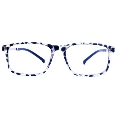 Silver Metallic Arm with Transparent Black Full-Rim Rectangle Sheet Eyewear (12.56 gm)