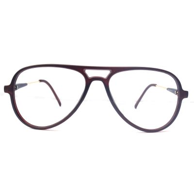 Brown Aviator Full Rim Eyewear with Golden Strip Temples
