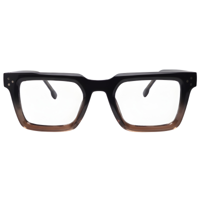 Ellison Bold Square Eyeglasses — Black Amber Fade