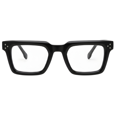 Ellison Bold Square Eyeglasses — Solid Black