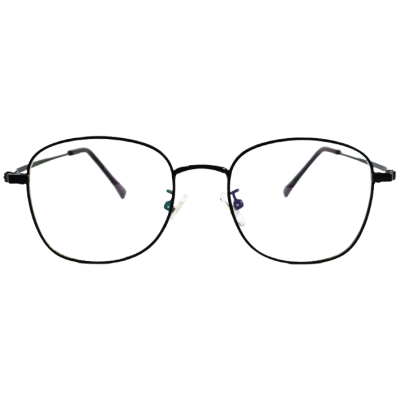 FlexLite Slim Round Full-Rim Eyewear – Black Monel Frame with Side-Bend Temples