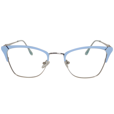 Genevieve Browline Eyeglasses — Sky Blue Silver