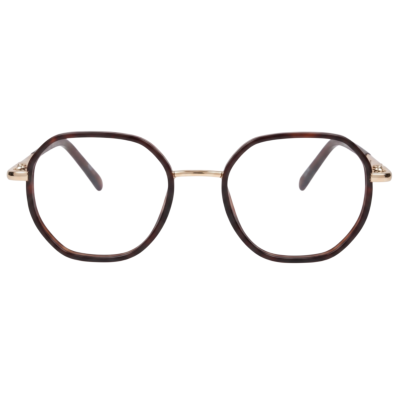 Geometric Polygon Eyeglasses – Dark Tortoise & Gold