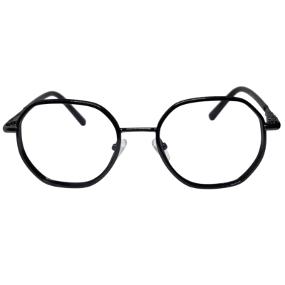 Geometric Polygon Eyeglasses – Solid Black Full Rim