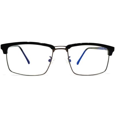 Glossy Black Carbon Fiber Front Eyewear with Titanium Temples – Full Rim Rectangle Frame