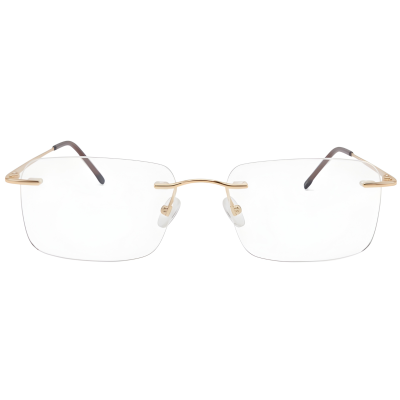 Gold Tortoiseshell Rimless Aviator Eyeglasses