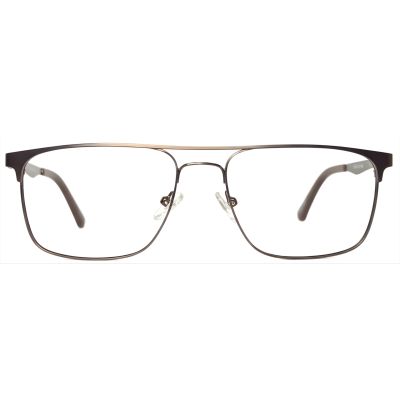 Men’s Ultra-Light Titanium Full Rim Modified Rectangle Eyeglasses – Brown