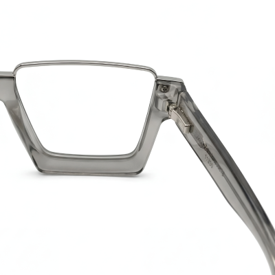 Grey Rimless Titanium Rectangular Frame