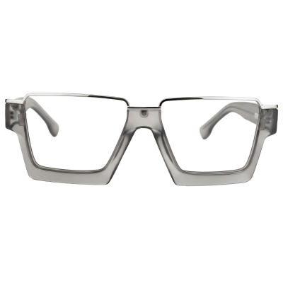 Grey Rimless Titanium Rectangular Frame