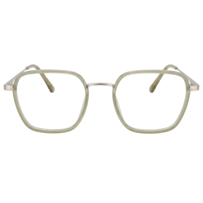 Hexagonal Full Rim Acetate Wrapped Metal Eyeglasses for Men – Sage Green & Silver