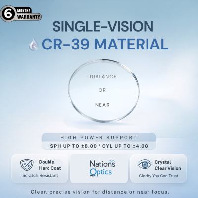 Nations Optics Single Vision – CR39 Lenses – High Power (With CYL)