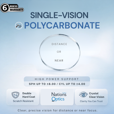 Nations Optics Single Vision – Polycarbonate Lenses – High Power (With CYL)
