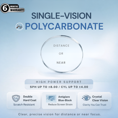 Nations Optics Single Vision – Polycarbonate Lenses – Blue Block – High Power (With CYL)